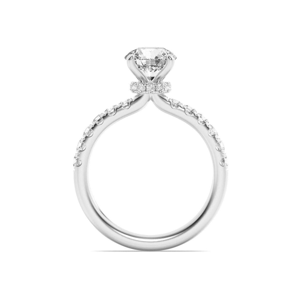 2.5CTW Round Lab-Grown Diamond Prong Hidden Halo Accented Ring 26 Stones