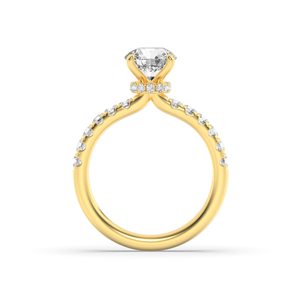 2.5CTW Round Lab-Grown Diamond Prong Hidden Halo Accented Ring 26 Stones