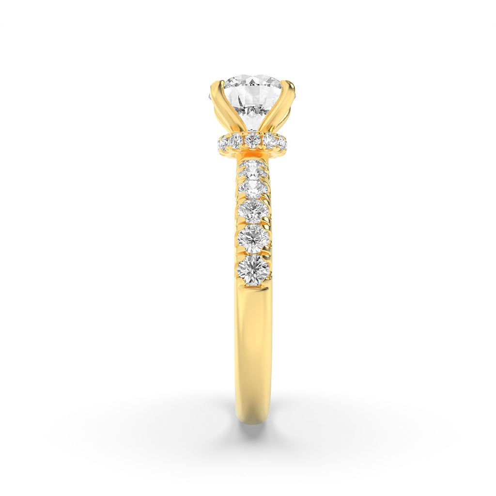 2.5CTW Round Lab-Grown Diamond Prong Hidden Halo Accented Ring 26 Stones