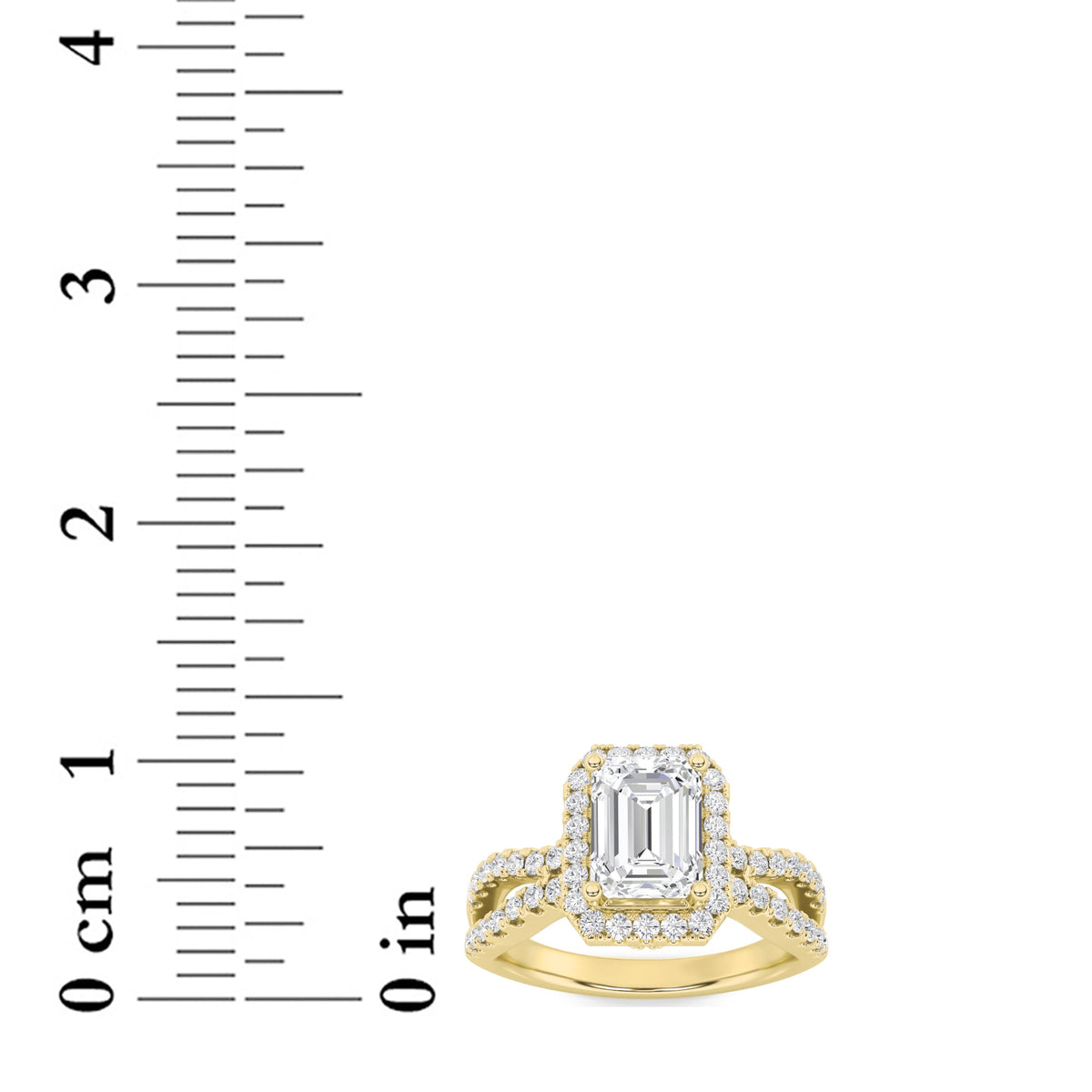 2CTW Emerald Lab-Grown Diamond Prong Split Shank Halo Accented Engagement Ring 81 Stones