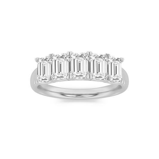 2CTW Emerald Lab-Grown Diamond Prong Five Stone Band Ring 5 Stones