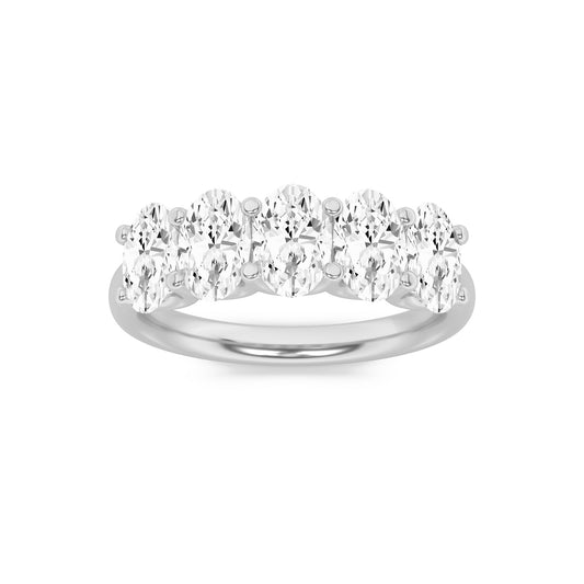 2CTW Oval Lab-Grown Diamond Prong Five Stone Band Ring 5 Stones VS Clarity