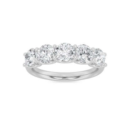 2CTW Round Lab-Grown Diamond Prong Five Stone Band Ring 5 Stones
