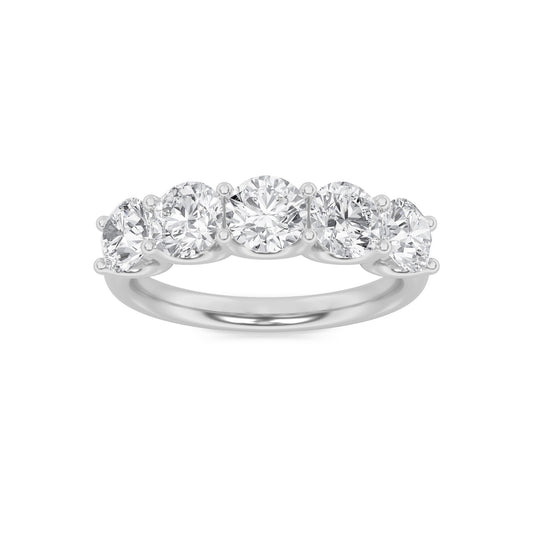 2CTW Round Lab-Grown Diamond Prong Five Stone Band Ring 5 Stones
