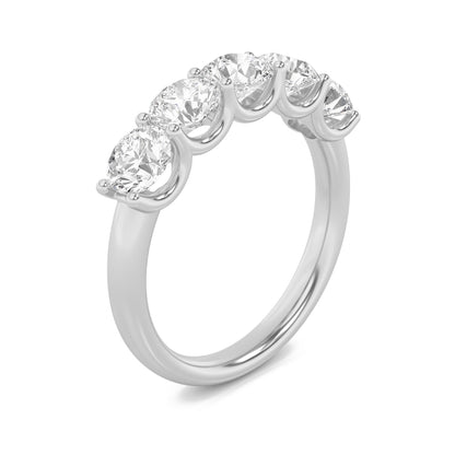 2CTW Round Lab-Grown Diamond Prong Five Stone Band Ring 5 Stones