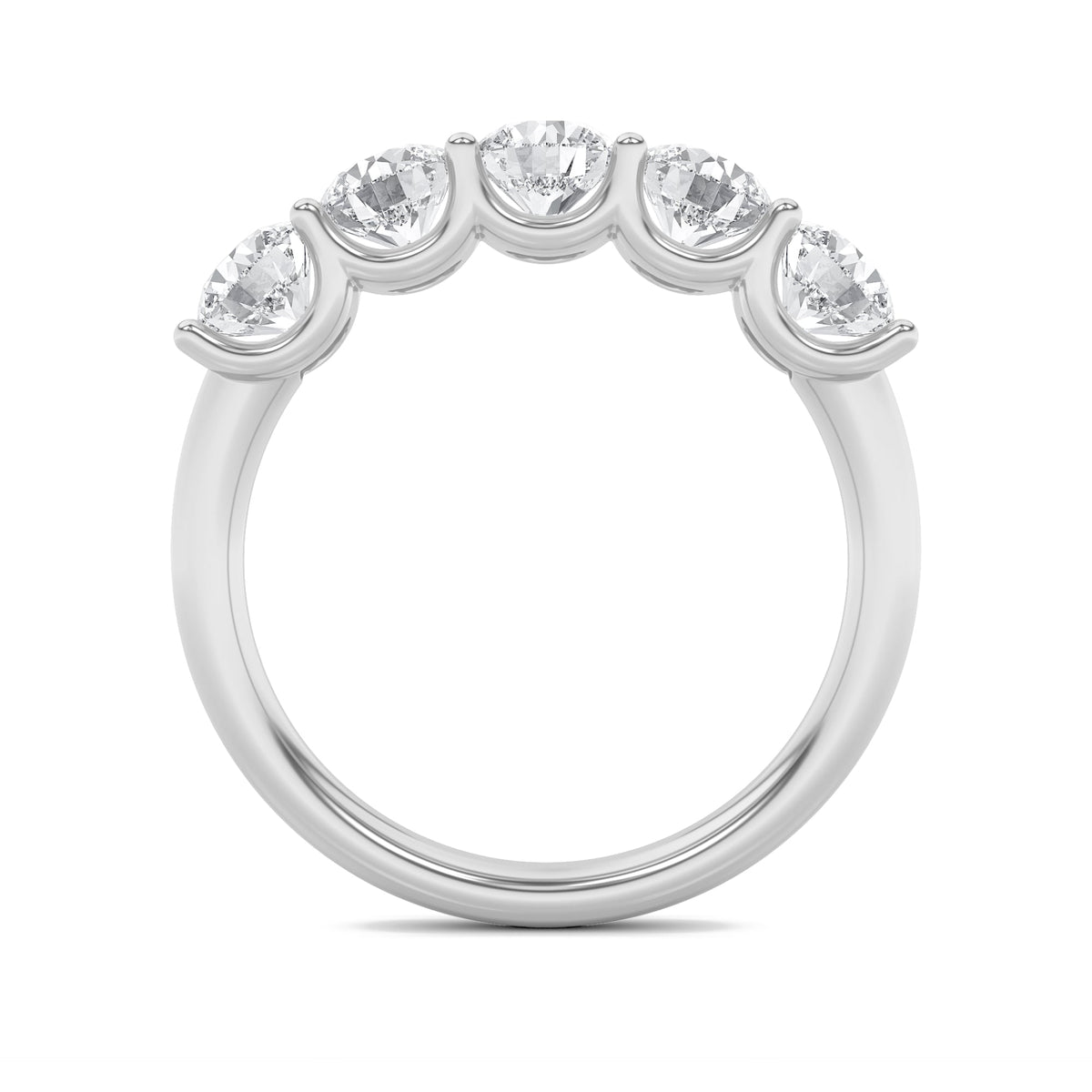2CTW Round Lab-Grown Diamond Prong Five Stone Band Ring 5 Stones