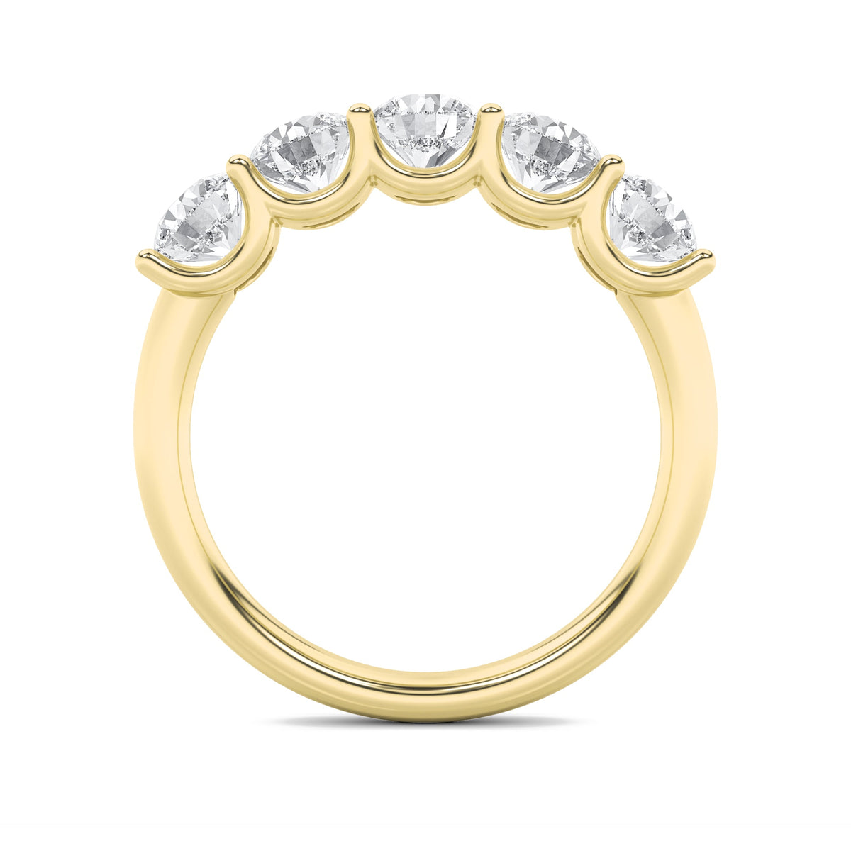 2CTW Round Lab-Grown Diamond Prong Five Stone Band Ring 5 Stones