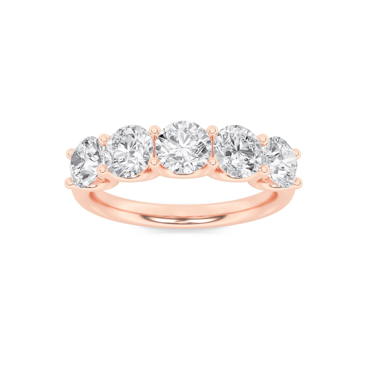 2CTW Round Lab-Grown Diamond Prong Five Stone Band Ring 5 Stones