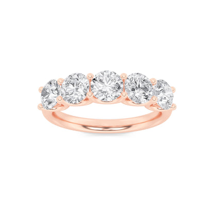 2CTW Round Lab-Grown Diamond Prong Five Stone Band Ring 5 Stones