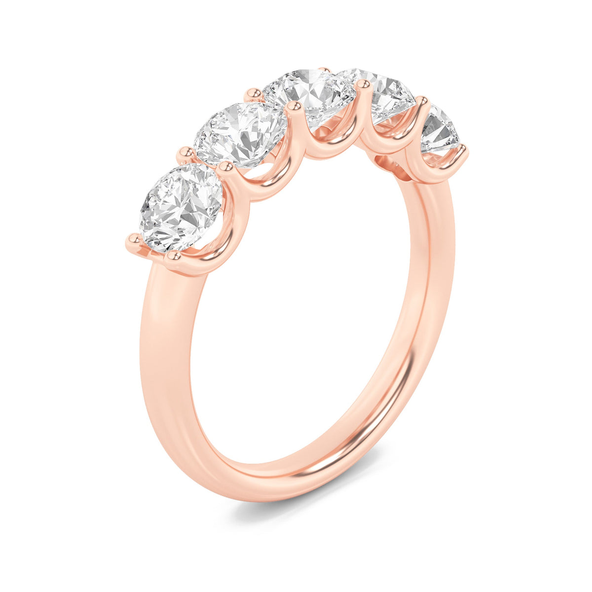 2CTW Round Lab-Grown Diamond Prong Five Stone Band Ring 5 Stones