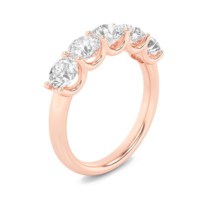 2CTW Round Lab-Grown Diamond Prong Five Stone Band Ring 5 Stones