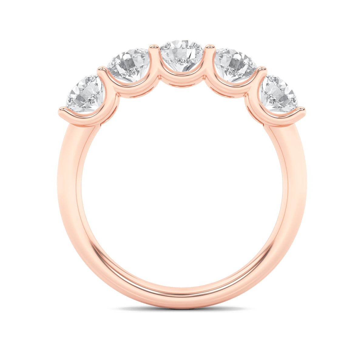 2CTW Round Lab-Grown Diamond Prong Five Stone Band Ring 5 Stones