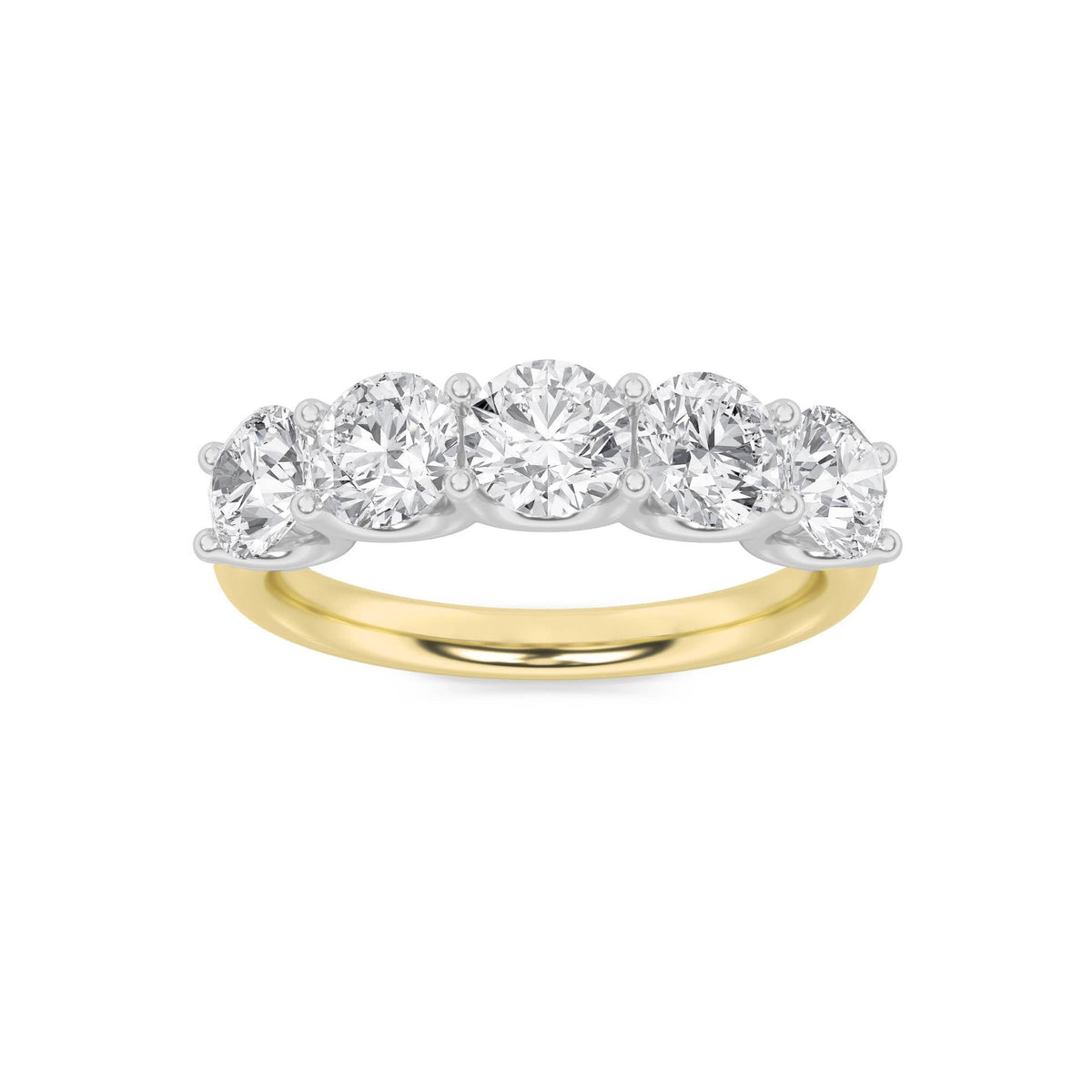 2CTW Round Lab-Grown Diamond Prong Five Stone Band Ring 5 Stones