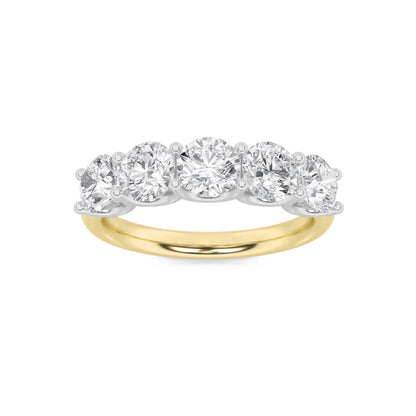 2CTW Round Lab-Grown Diamond Prong Five Stone Band Ring 5 Stones
