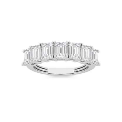 2CTW Emerald Lab-Grown Diamond Prong Seven Stone Band Ring 7 Stones