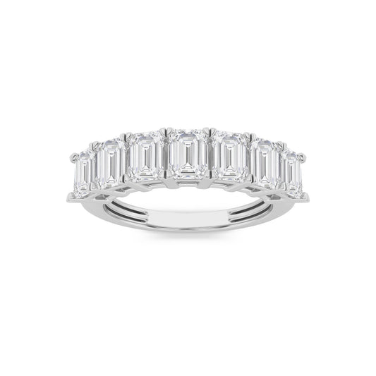 2CTW Emerald Lab-Grown Diamond Prong Seven Stone Band Ring 7 Stones