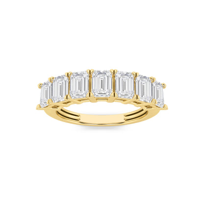 2.5CTW Emerald Lab-Grown Diamond Prong Seven Stone Band Ring 7 Stones