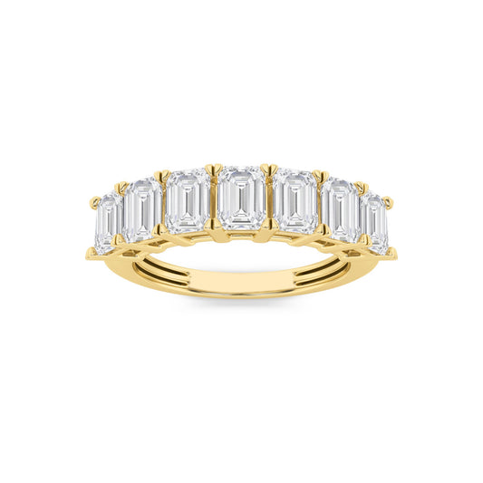 2.5CTW Emerald Lab-Grown Diamond Prong Seven Stone Band Ring 7 Stones