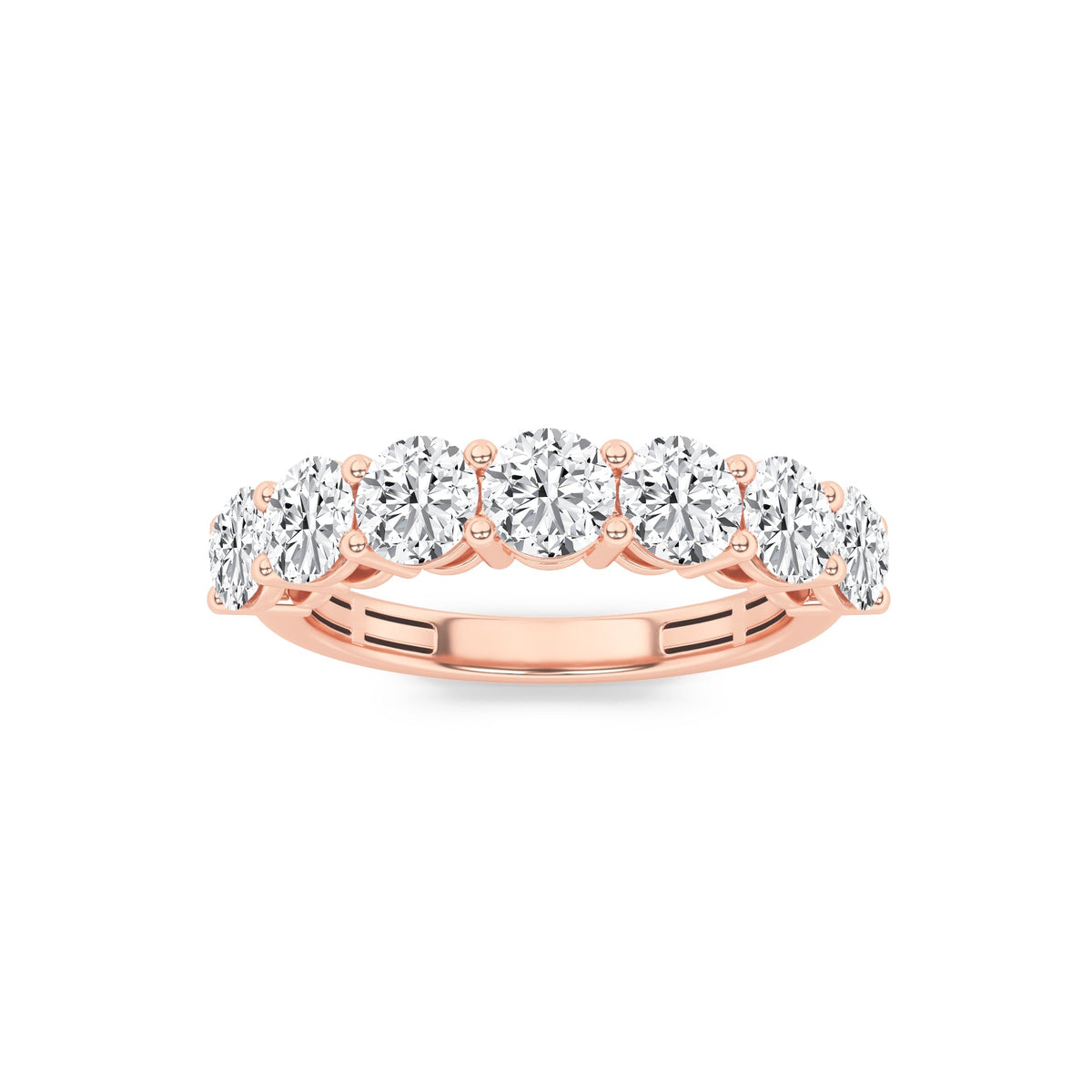 2CTW Round Lab-Grown Diamond Prong Seven Stone Band Ring 7 Stones