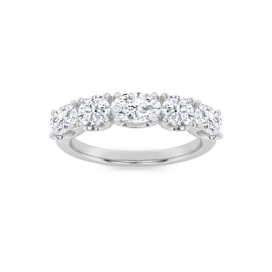 2CTW Oval Lab-Grown Diamond Prong Five Stone Band Ring 5 Stones VVS Clarity