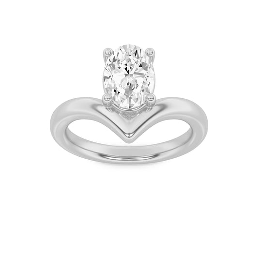 1.5CTW Oval Lab-Grown Diamond Prong Chevron Solitaire Engagement Ring 1 Stone