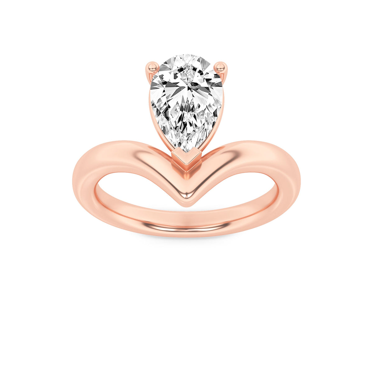 1.5CTW Pear Lab-Grown Diamond Prong Chevron Solitaire Engagement Ring 1 Stone