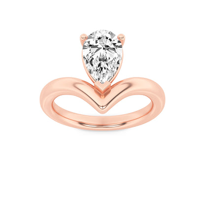 1.5CTW Pear Lab-Grown Diamond Prong Chevron Solitaire Engagement Ring 1 Stone