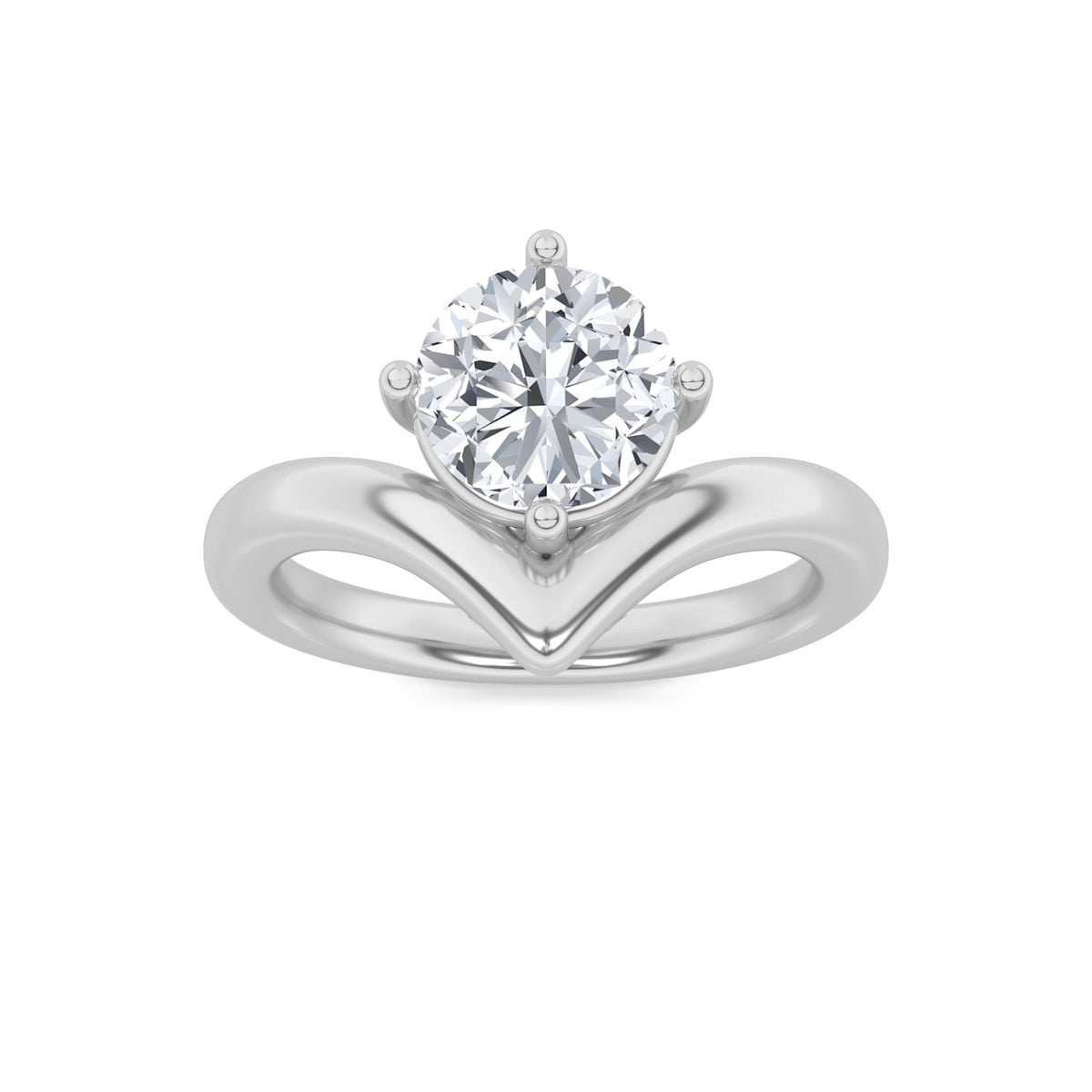 1.5CTW Round Lab-Grown Diamond Prong Chevron Solitaire Engagement Ring 1 Stone