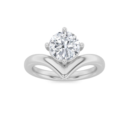 1.5CTW Round Lab-Grown Diamond Prong Chevron Solitaire Engagement Ring 1 Stone