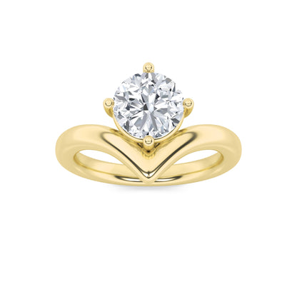 1.5CTW Round Lab-Grown Diamond Prong Chevron Solitaire Engagement Ring 1 Stone
