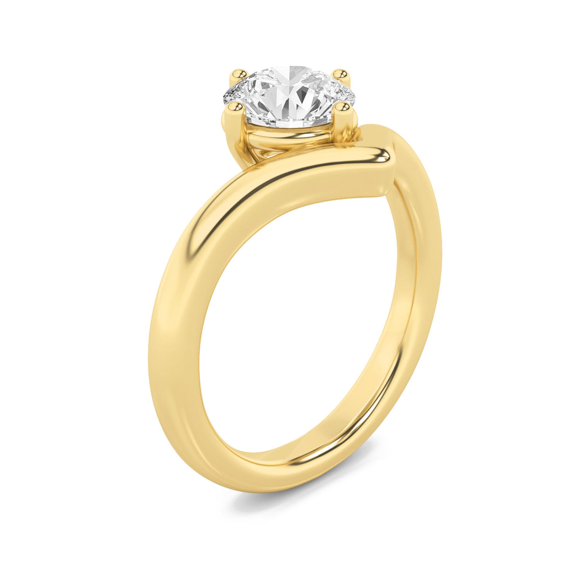 1.5CTW Round Lab-Grown Diamond Prong Chevron Solitaire Engagement Ring 1 Stone