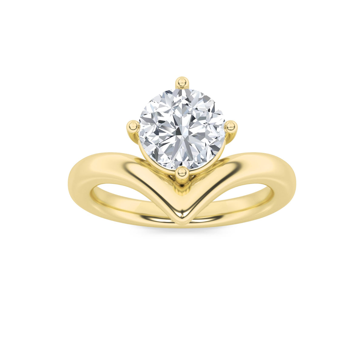1.5CTW Round Lab-Grown Diamond Prong Chevron Solitaire Engagement Ring 1 Stone