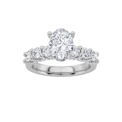 2.5CTW Oval Lab-Grown Diamond Prong Accented Double Halo Set of Band and Ring 79 Stones