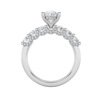 2.5CTW Oval Lab-Grown Diamond Prong Accented Double Halo Set of Band and Ring 79 Stones