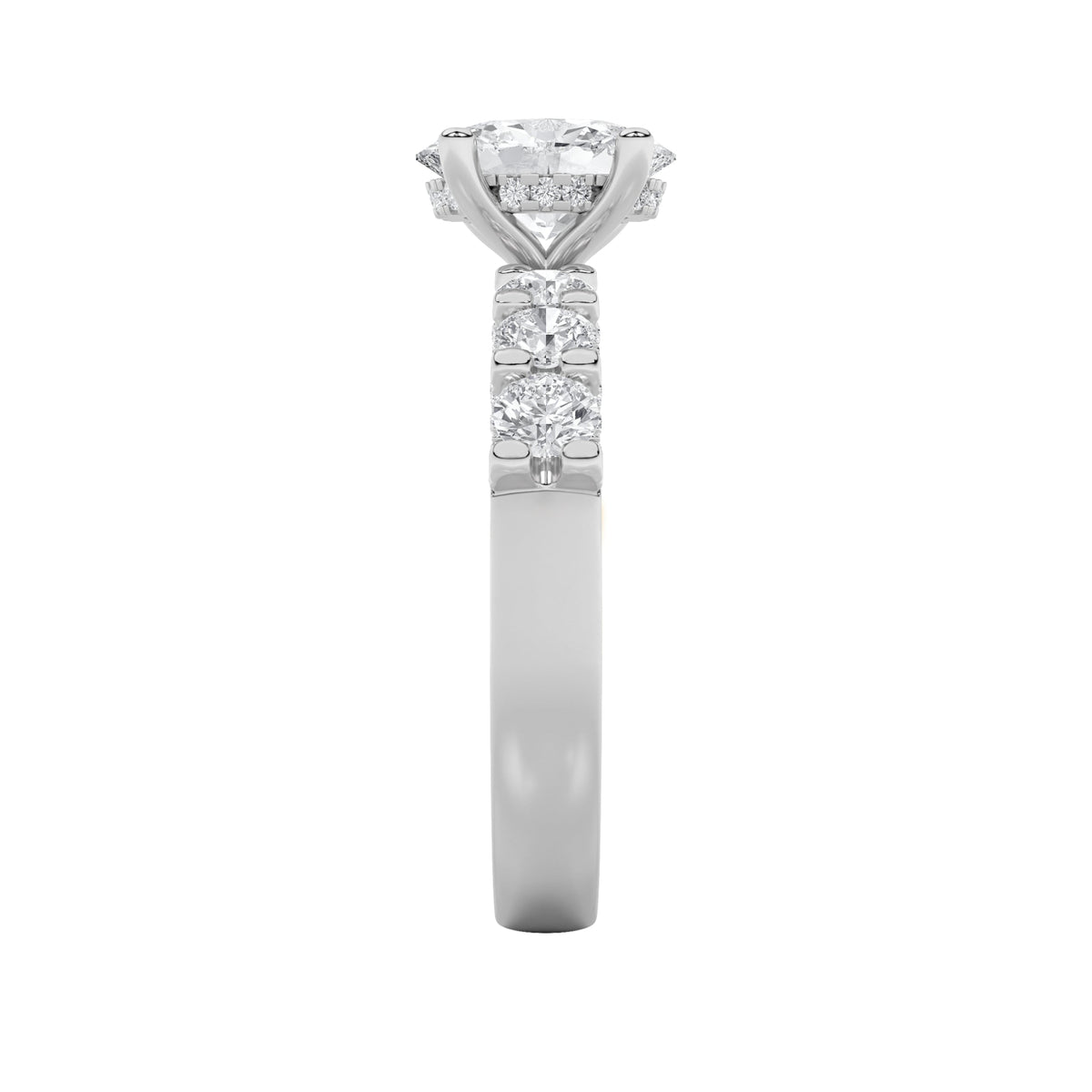 2.5CTW Oval Lab-Grown Diamond Prong Accented Double Halo Set of Band and Ring 79 Stones