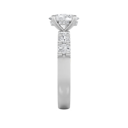2.5CTW Oval Lab-Grown Diamond Prong Accented Double Halo Set of Band and Ring 79 Stones