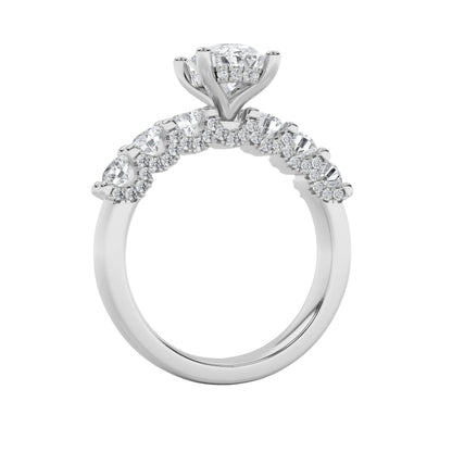 2.5CTW Oval Lab-Grown Diamond Prong Accented Double Halo Set of Band and Ring 79 Stones