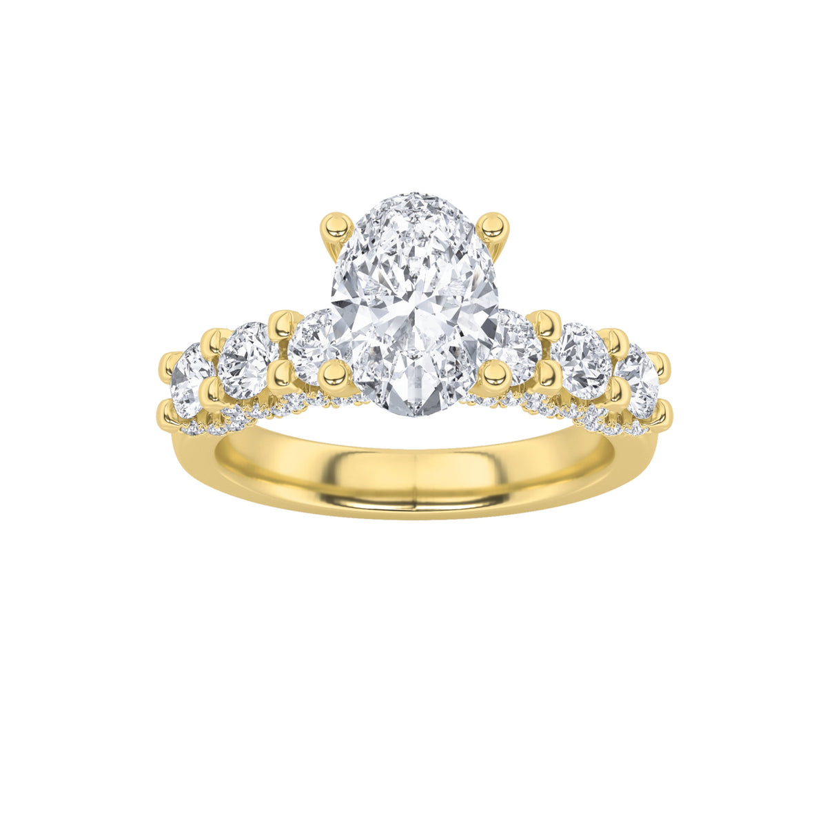 2.5CTW Oval Lab-Grown Diamond Prong Accented Double Halo Set of Band and Ring 79 Stones