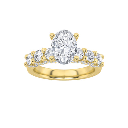 2.5CTW Oval Lab-Grown Diamond Prong Accented Double Halo Set of Band and Ring 79 Stones