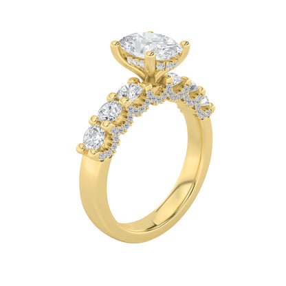 2.5CTW Oval Lab-Grown Diamond Prong Accented Double Halo Set of Band and Ring 79 Stones
