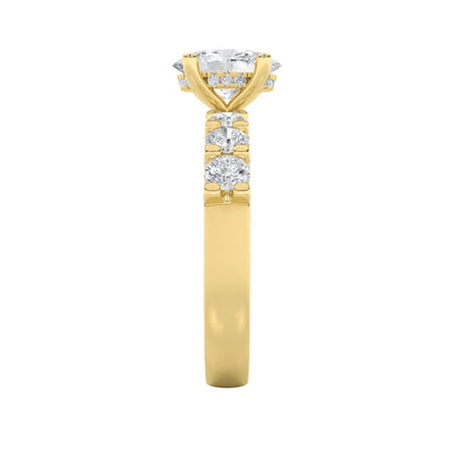 2.5CTW Oval Lab-Grown Diamond Prong Accented Double Halo Set of Band and Ring 79 Stones