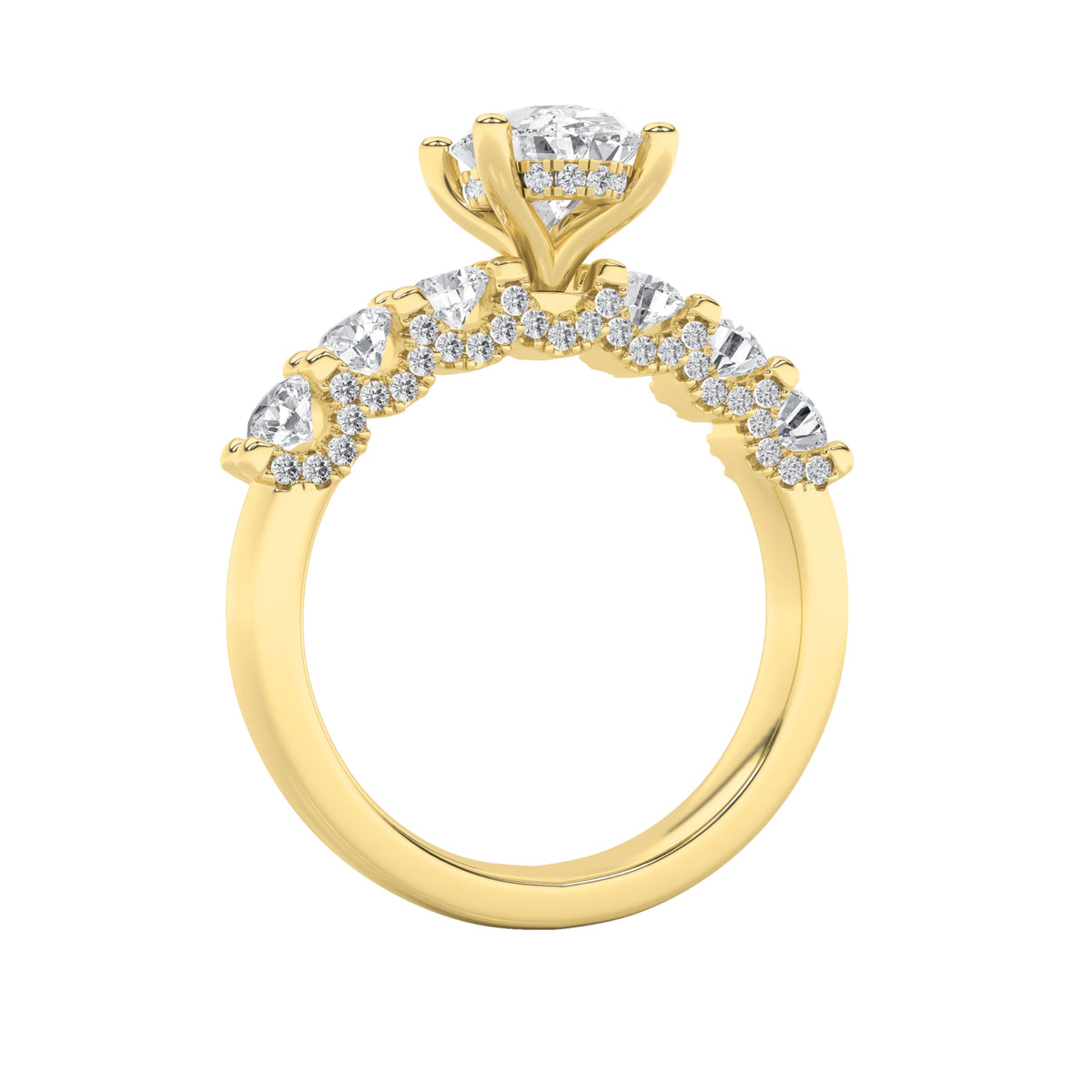 2.5CTW Oval Lab-Grown Diamond Prong Accented Double Halo Set of Band and Ring 79 Stones