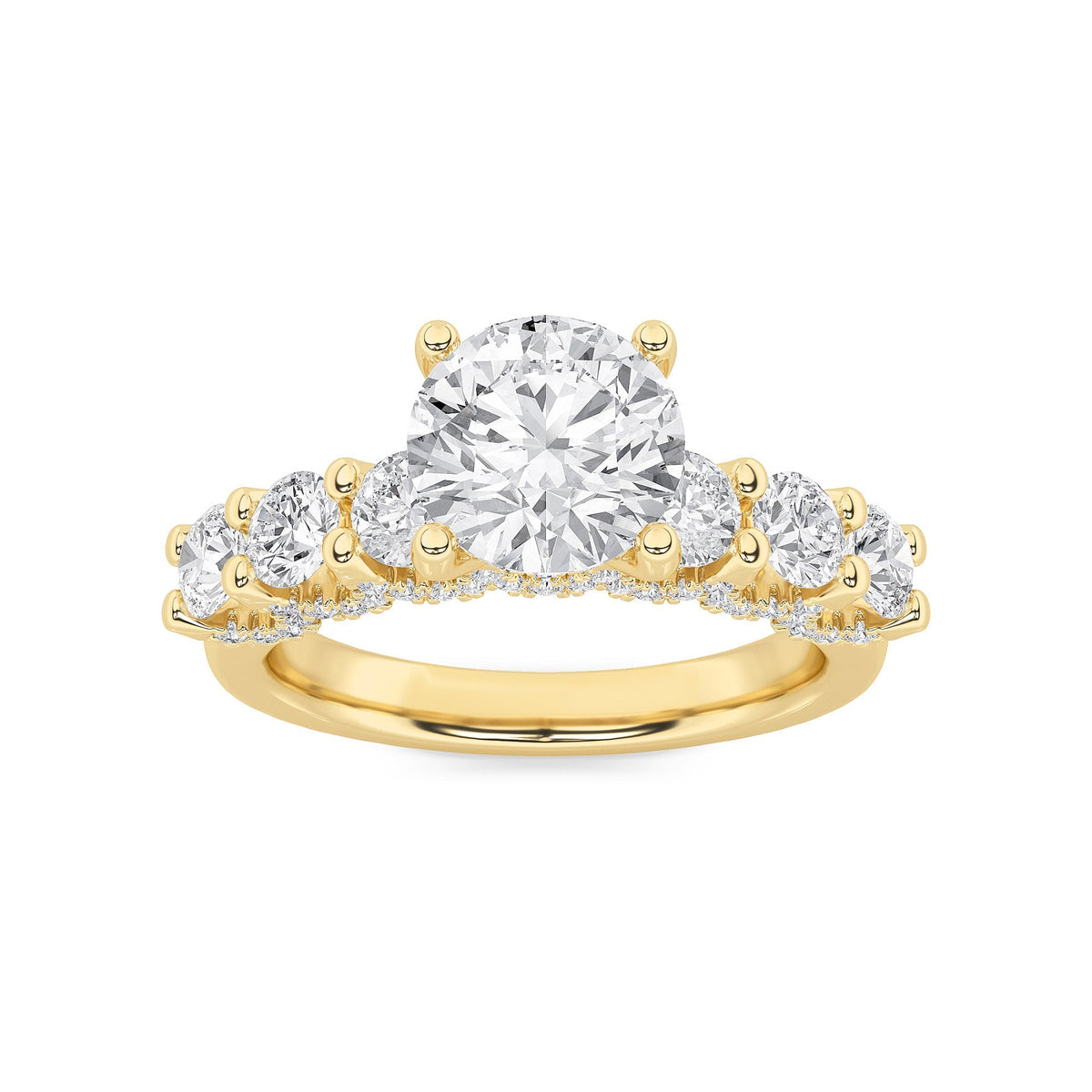 2.5CTW Round Lab-Grown Diamond Prong Accented Double Halo Set of Band and Ring 77 Stones