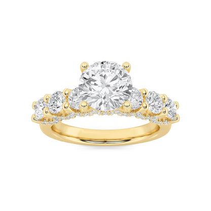 2.5CTW Round Lab-Grown Diamond Prong Accented Double Halo Set of Band and Ring 77 Stones