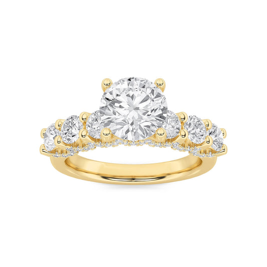 2.5CTW Round Lab-Grown Diamond Prong Accented Double Halo Set of Band and Ring 77 Stones