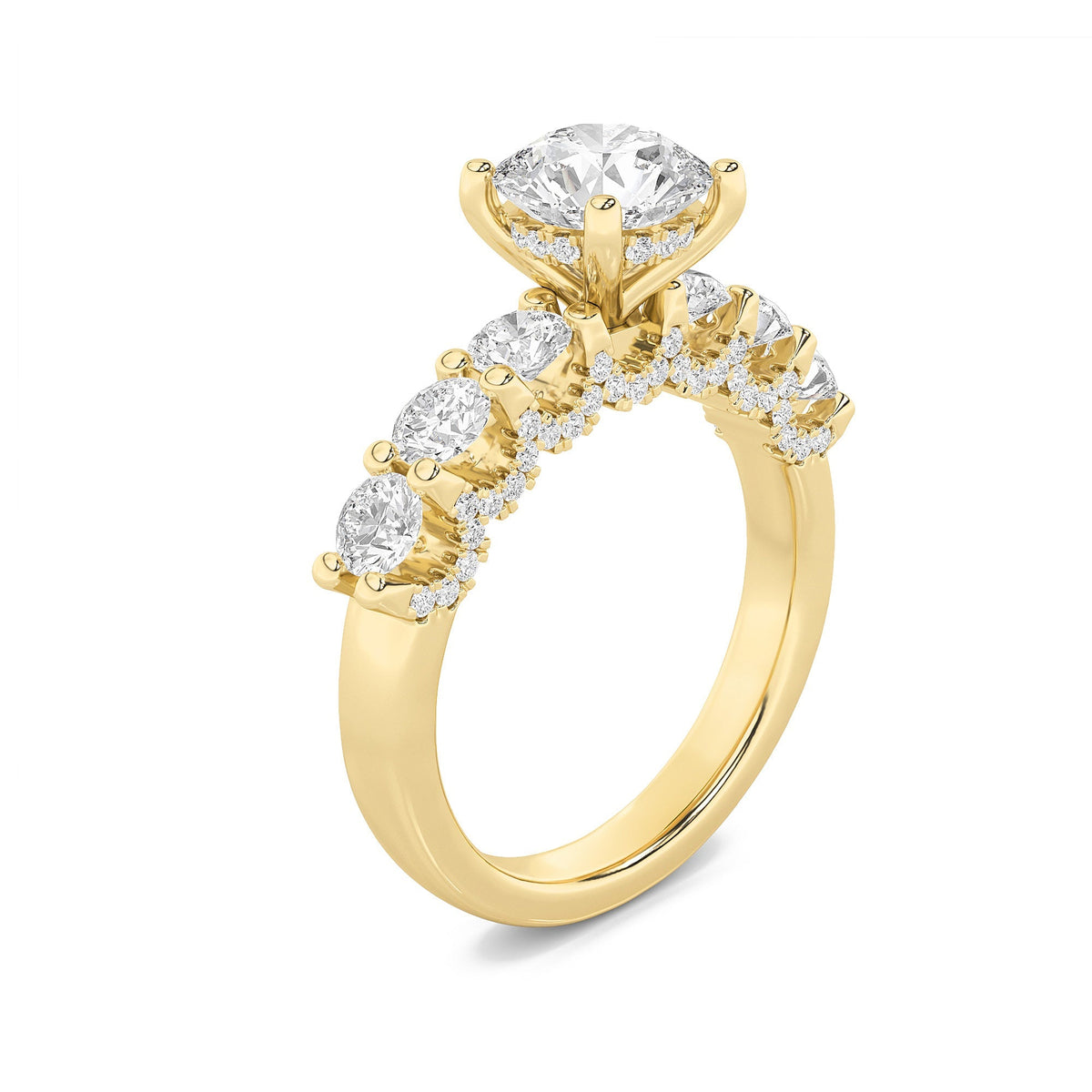2.5CTW Round Lab-Grown Diamond Prong Accented Double Halo Set of Band and Ring 77 Stones