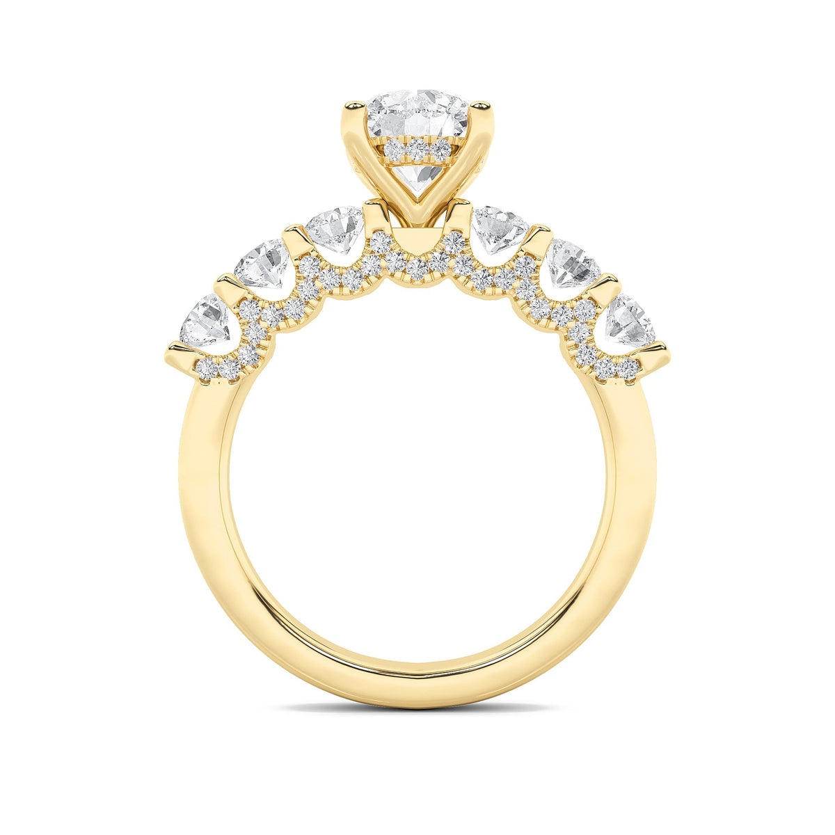 2.5CTW Round Lab-Grown Diamond Prong Accented Double Halo Set of Band and Ring 77 Stones