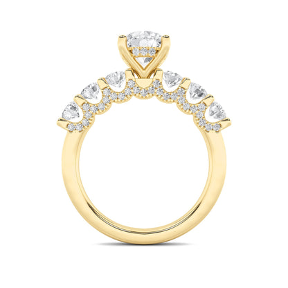 2.5CTW Round Lab-Grown Diamond Prong Accented Double Halo Set of Band and Ring 77 Stones