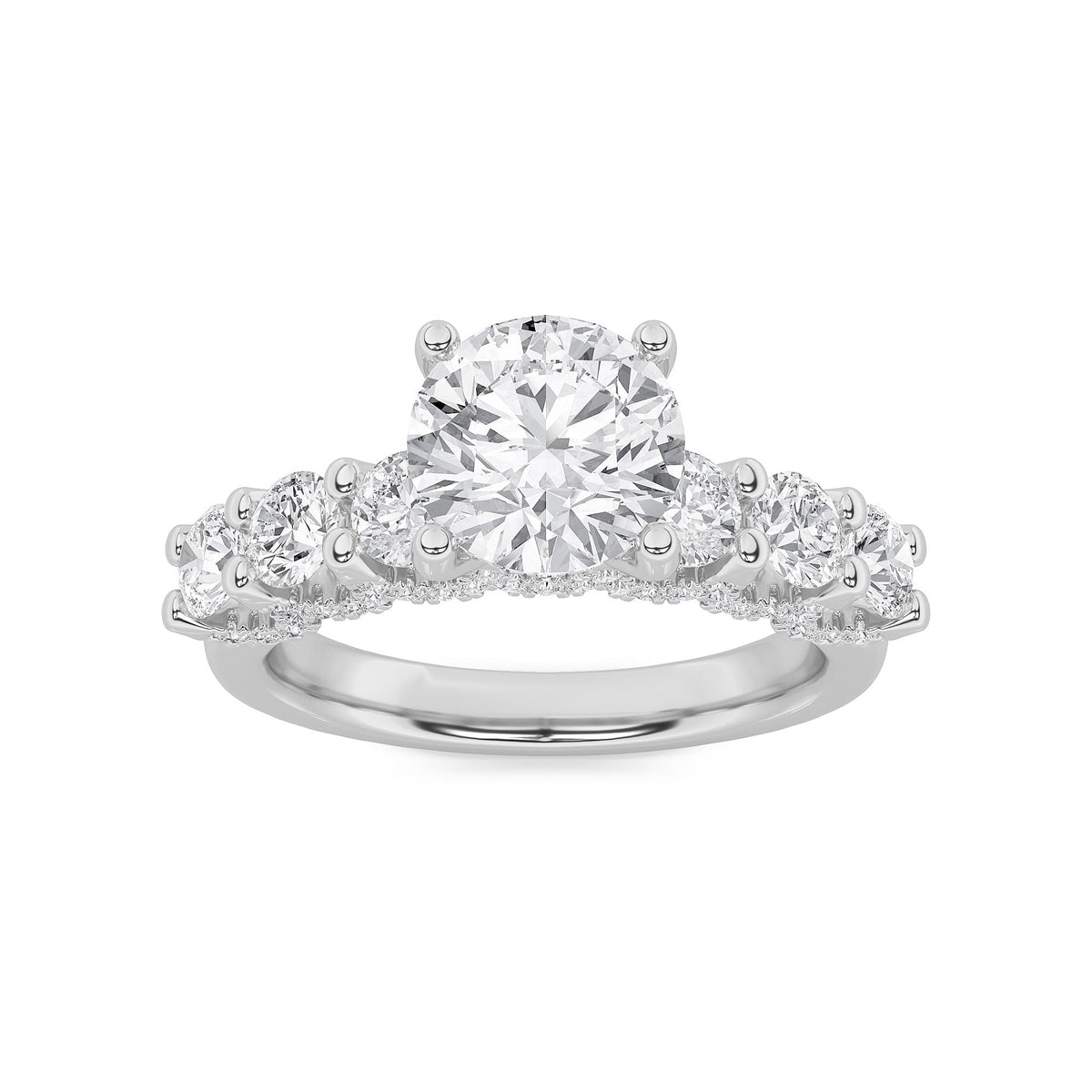 5CTW Round Lab-Grown Diamond Prong Accented Double Halo Set of Band and Ring 149 Stones