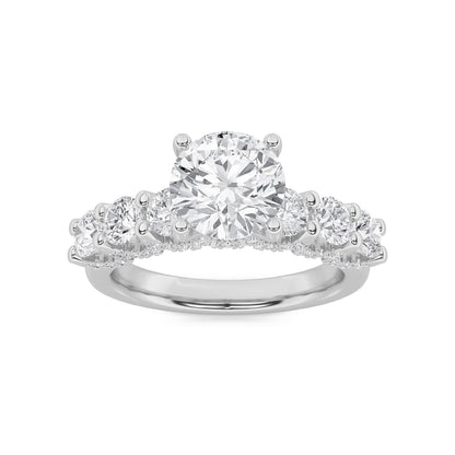 5CTW Round Lab-Grown Diamond Prong Accented Double Halo Set of Band and Ring 149 Stones